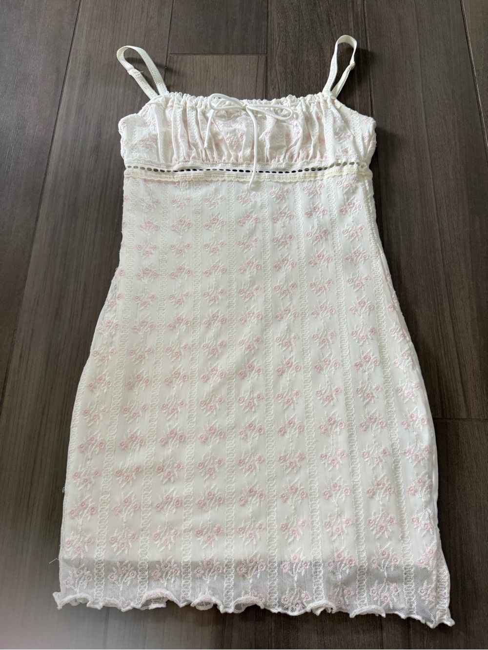 White with small pink flowers mini dress garage xs